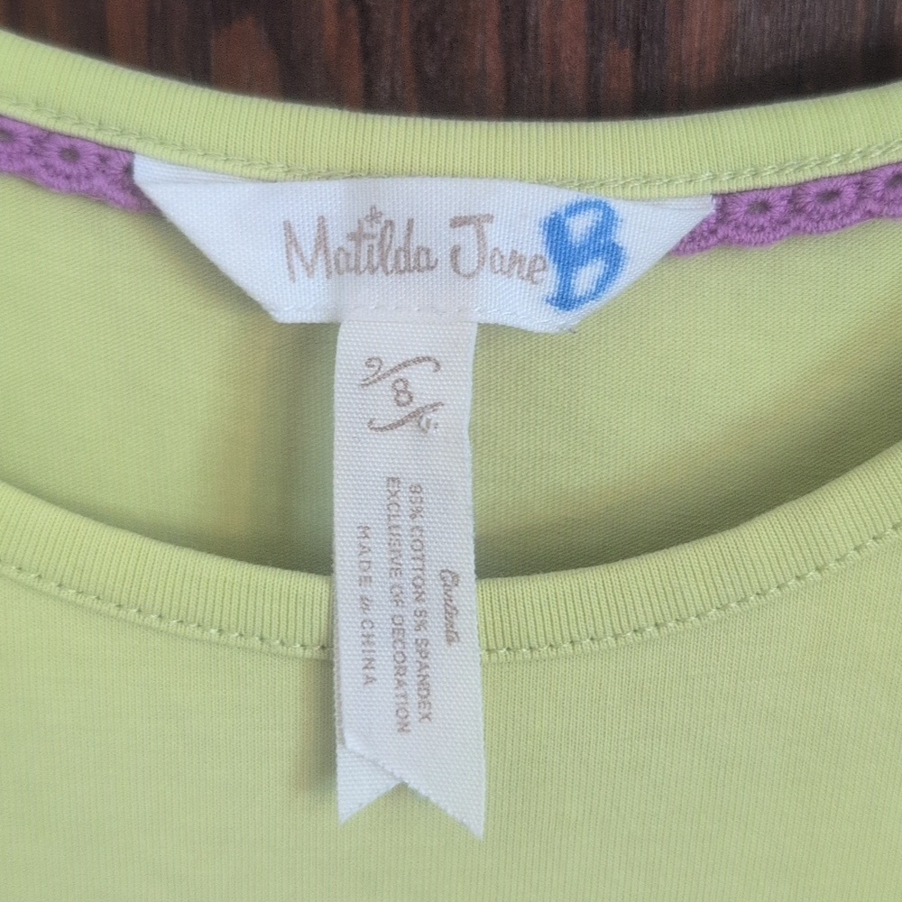 Matilda Jane Lime Green Short Sleeve Ruffle Tiered Dress Size 8 - Picture 4 of 7